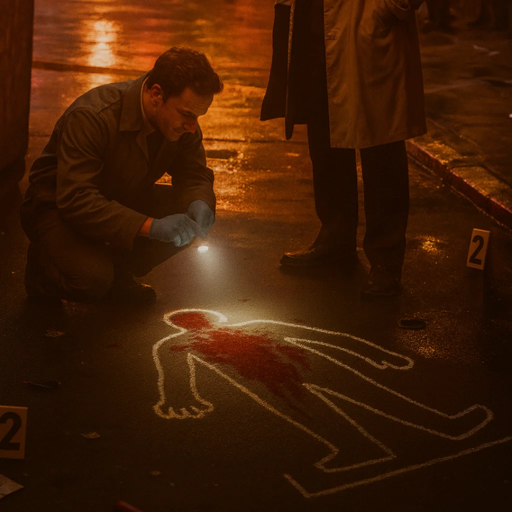 Detective looking at a clue board